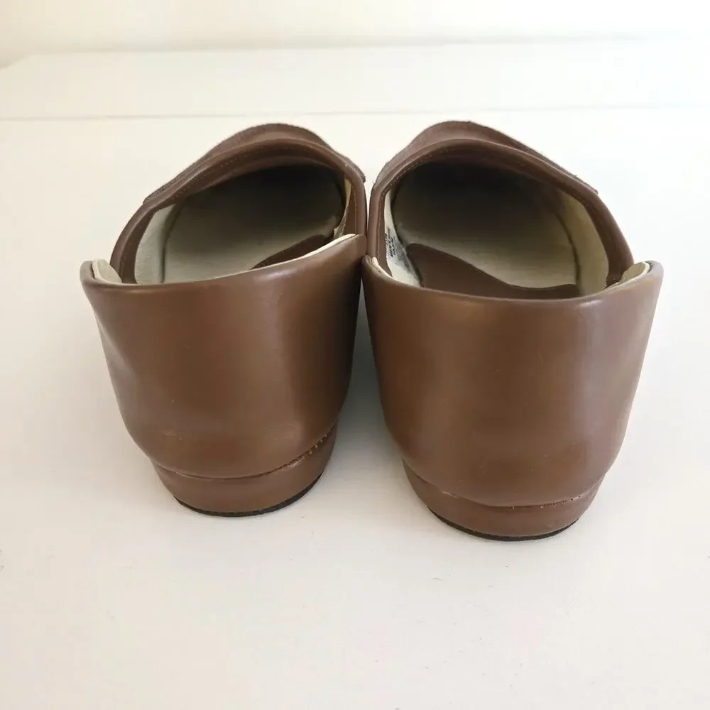 L.B. Evans Men's Brown Leather Slip-On Loafer Slippers Size 10.5M